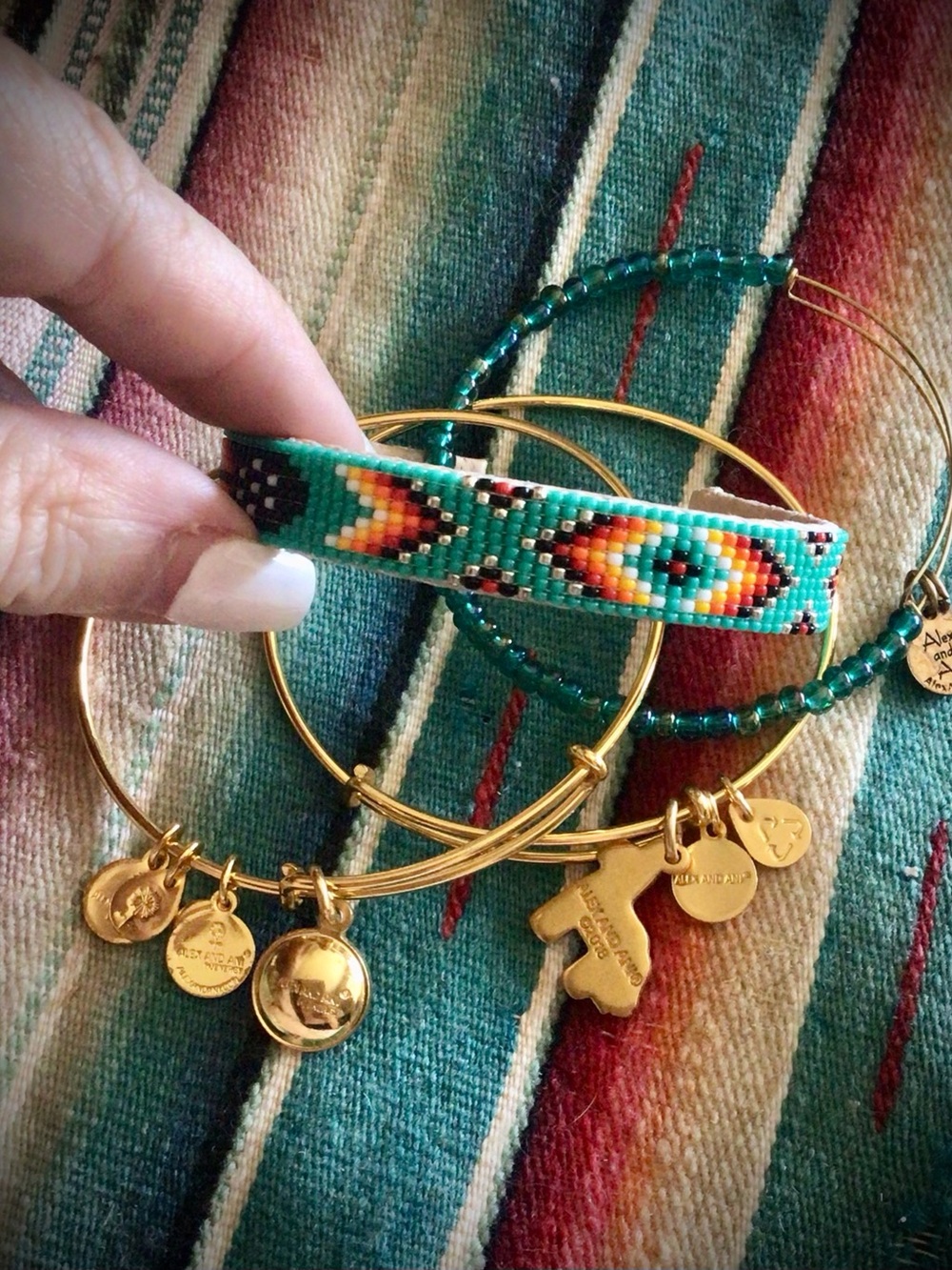 Native American Navajo handcrafted Beaded cuff with Alex & Ani